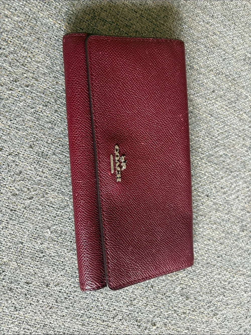 Coach Leather Wallet - Burgundy